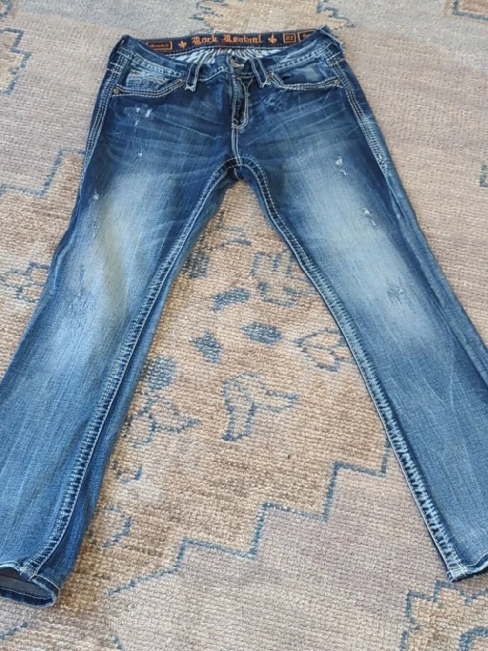 Rock Revival Mandell Bootcut Jeans 27 Petite 29" Inseam Buckle